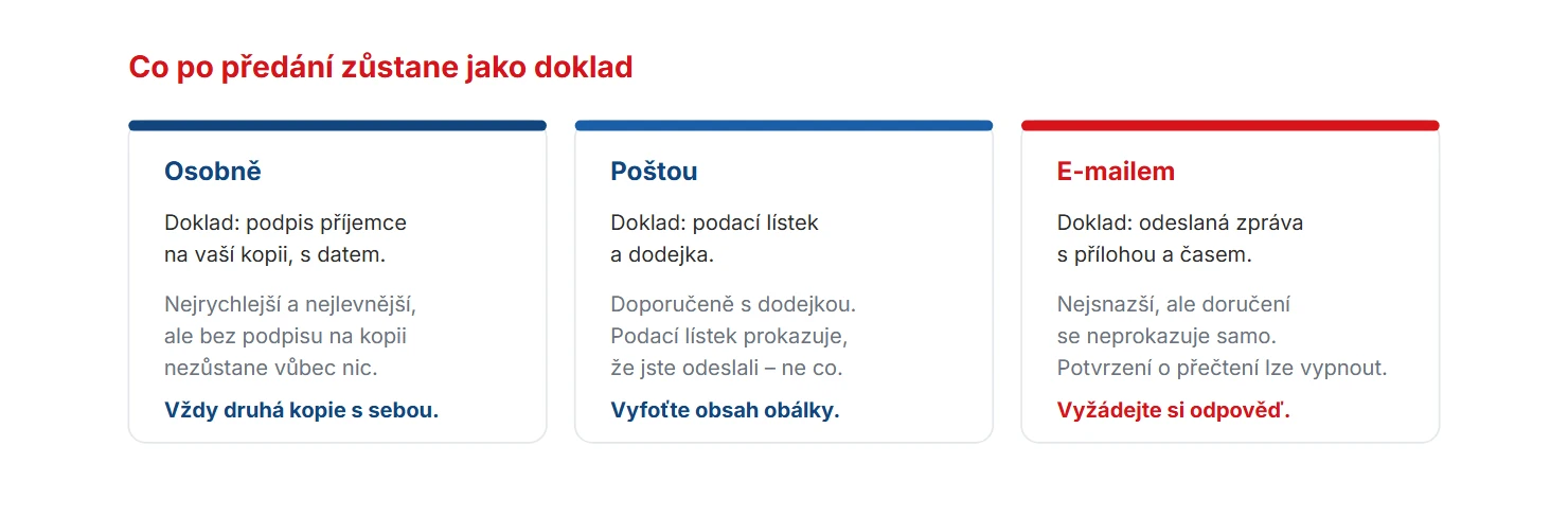 Tři způsoby předání dokumentu